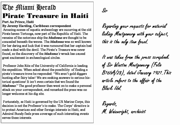 Article with handwritten note